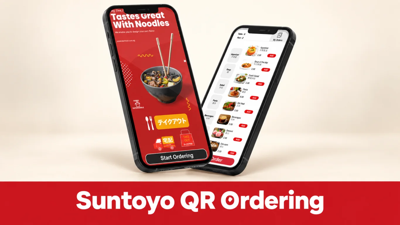 Suntoyo’s published mobile ordering screens, adapted as an editorial product banner.